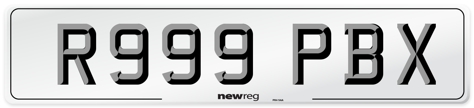 R999 PBX Number Plate from New Reg